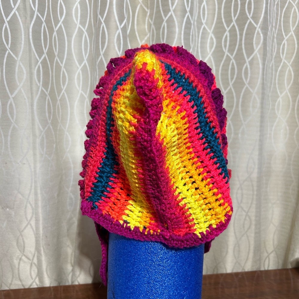 Funky Hand Crocheted Winter Hat Using Dragon Stitch - Picture 2 of 5